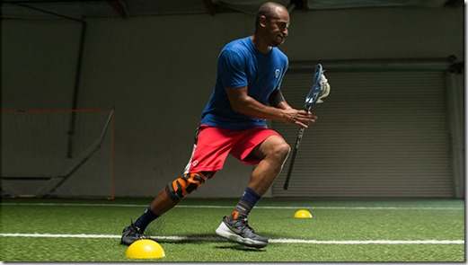 To make the beep test more appropriate for box lacrosse, hold your lacrosse stick while running